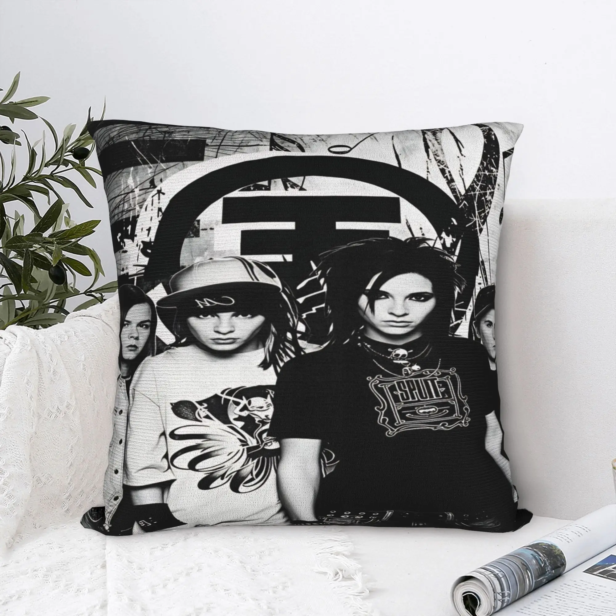 Tokio Hotel Bill Tom Kaulitz  Pillow Case  Square Pillow Cover For Sofa Couch Bed Living Room Vintage Pillowcases