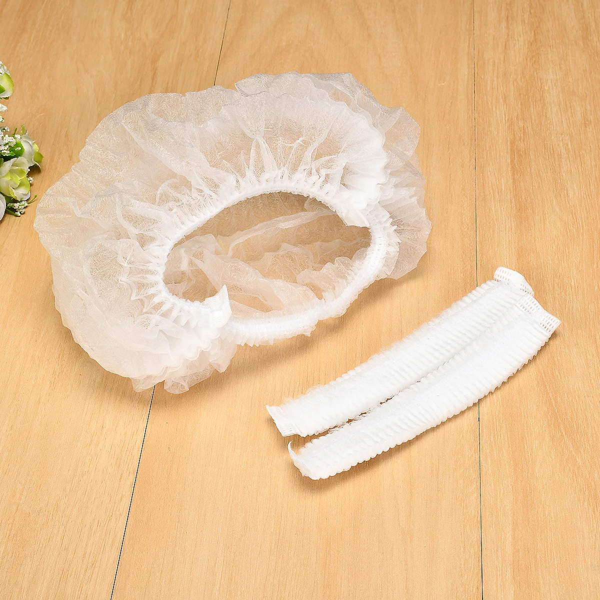 Pack of 50, 21-inch Disposable Non-woven Fabric Shower Cap Dustproof Breathable Headgear Beauty Salon Hair Cap