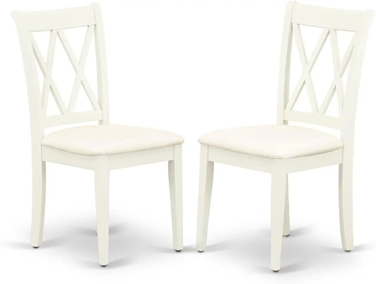 Clarksville Kitchen Dining Chairs - Linen Fabric Upholstered Wood Chairs Set of 2 Linen White Freight Free Chair Room Furniture