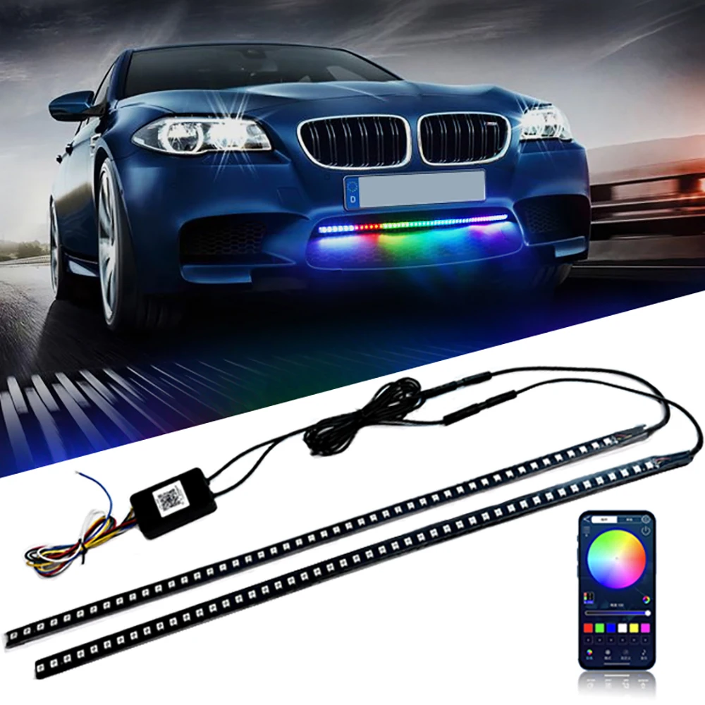 

Car Grille LED Lights Waterproof,RCBIC Multiple Colors LED Strip Light with App Control Brak/Turn Signal Light 4 Fucntions