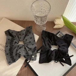 Lace edge square scarf bow large intestine hair band Internet celebrity 2024 new high ponytail headband girls hair rubber band