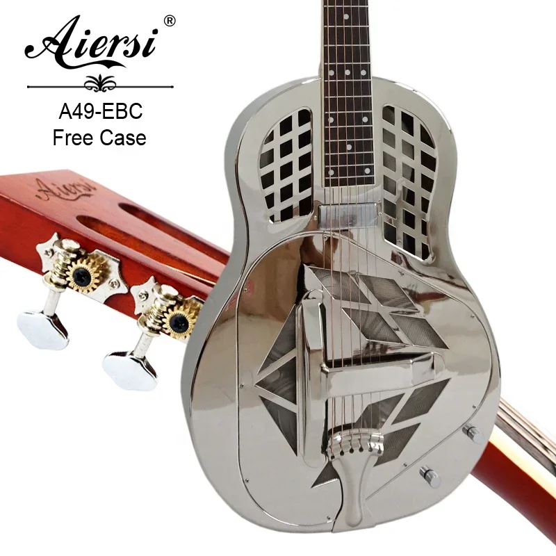 Aiersi Brand Chrome Plated Tricone Bell Brass Body Electric Resonator Guitar For Sale