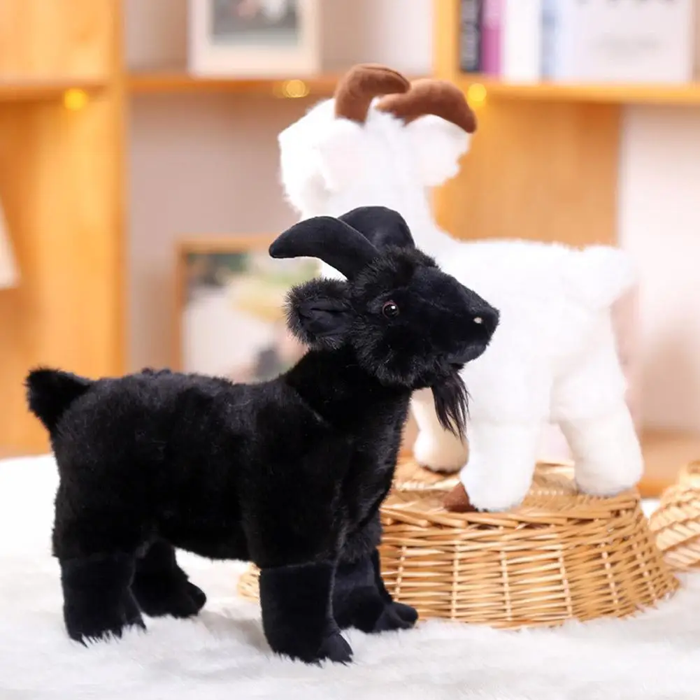 Niedliche Baby-Ziegen-Plüschpuppe, gehörntes Schaf, PP-Baumwoll-Puppe, weiche, flauschige Baby-Ziegen-Schlüsselanhänger für Kinder und Erwachsene