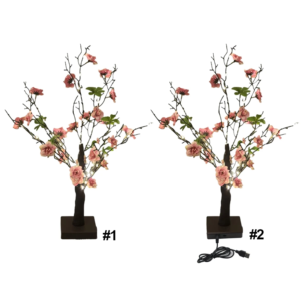 Rose Tree Lamp LED Artificial Tree Lamp Bonsai Tree Light Atmosphere Light for Home Decorations Weddings Party and More