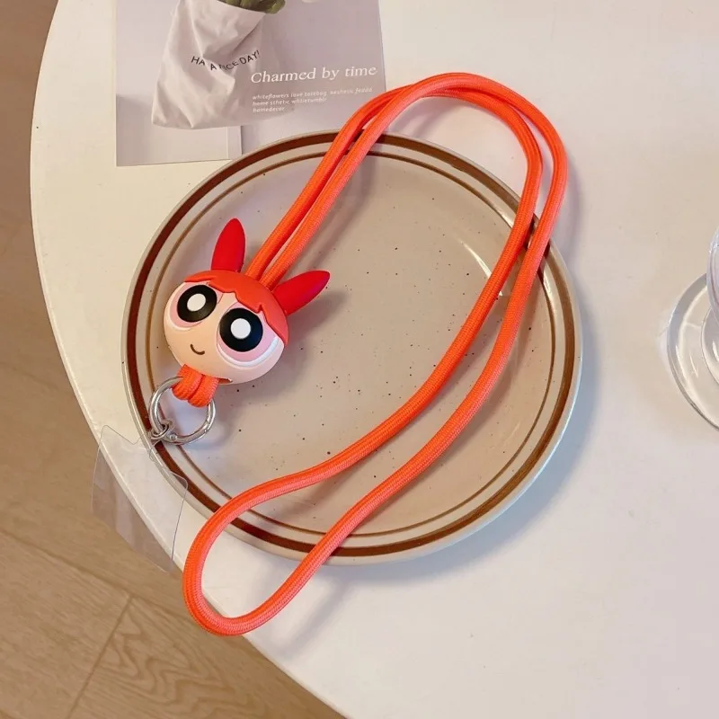 Powerpuff Girls Cartoon Key Phone Lanyard Gym ID Badge Clip Phone Neck Strap DIY Lanyard Girly Heart Simple Pendant Wholesale