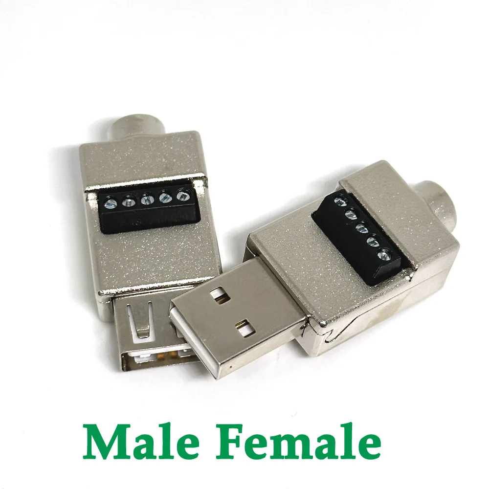 

5V 2A USB 2.0 Type A To 5 Pin Screw Shield Terminal Plug Male Female Metal shell Connector Brand New And High Quality Connector