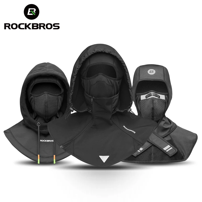 ROCKBROS Winter Cycling Face Mask Women Men Hood Balaclava Warm Windproof Ski Mask Fleece Double Layer Motorcycle Scooter Mask