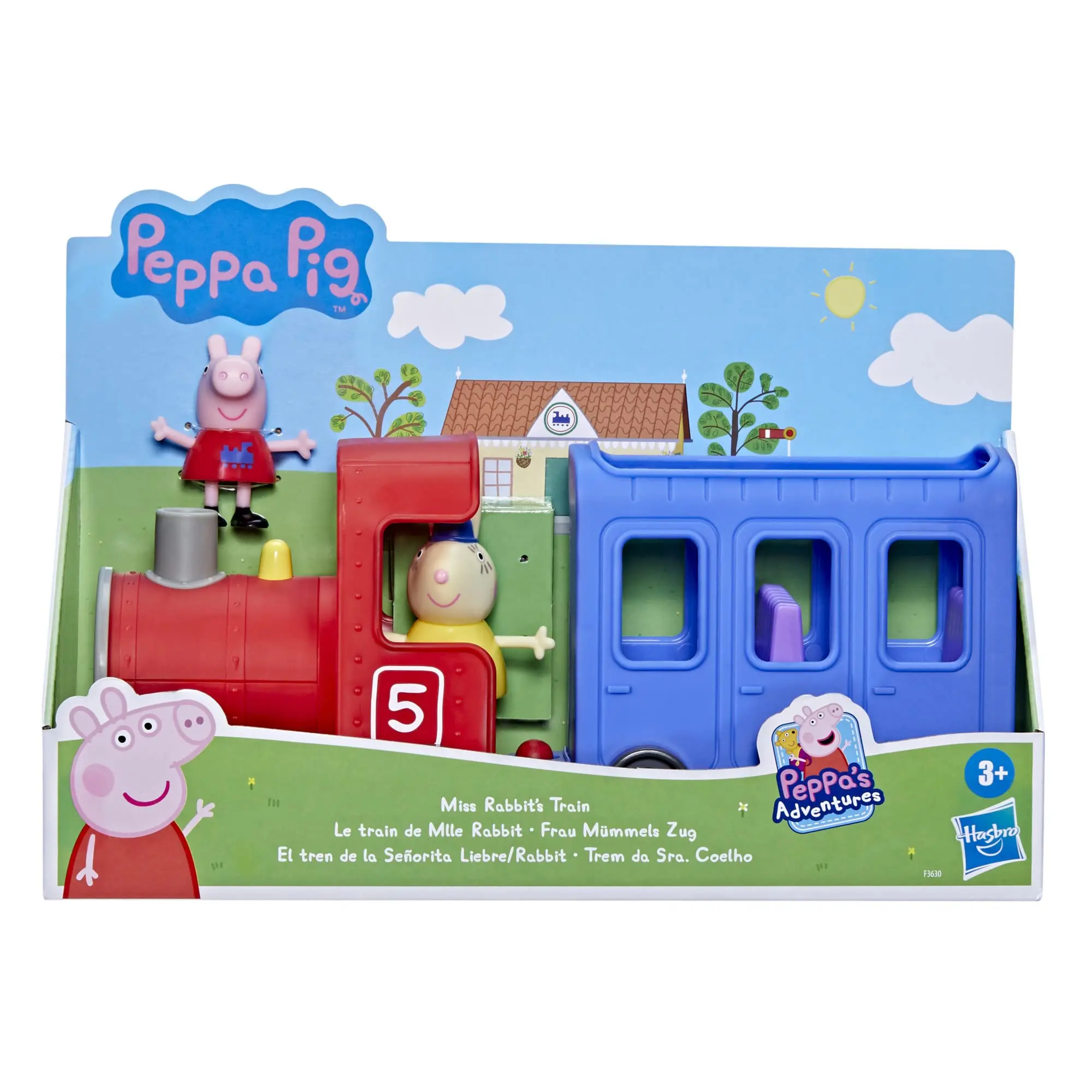 Peppa Pig Peppa’s Adventures Miss Rabbit Train Playset Detachable Preschool Car Toy Animal Cartoon Anime Action Figure Girl Gift