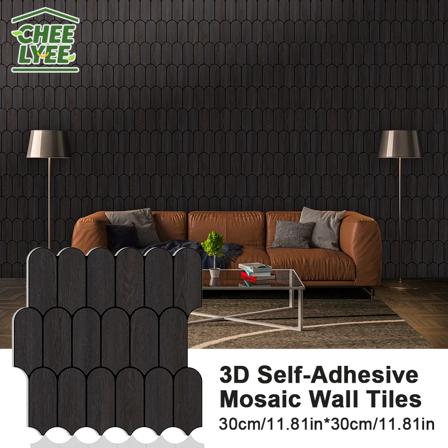 12Pcs Removable Self‑Adhesive 3D Brick Wall Panels, 11.81×11.81In Waterproof Soundproof Wall Tiles for Kitchen Bedroom Home Decor