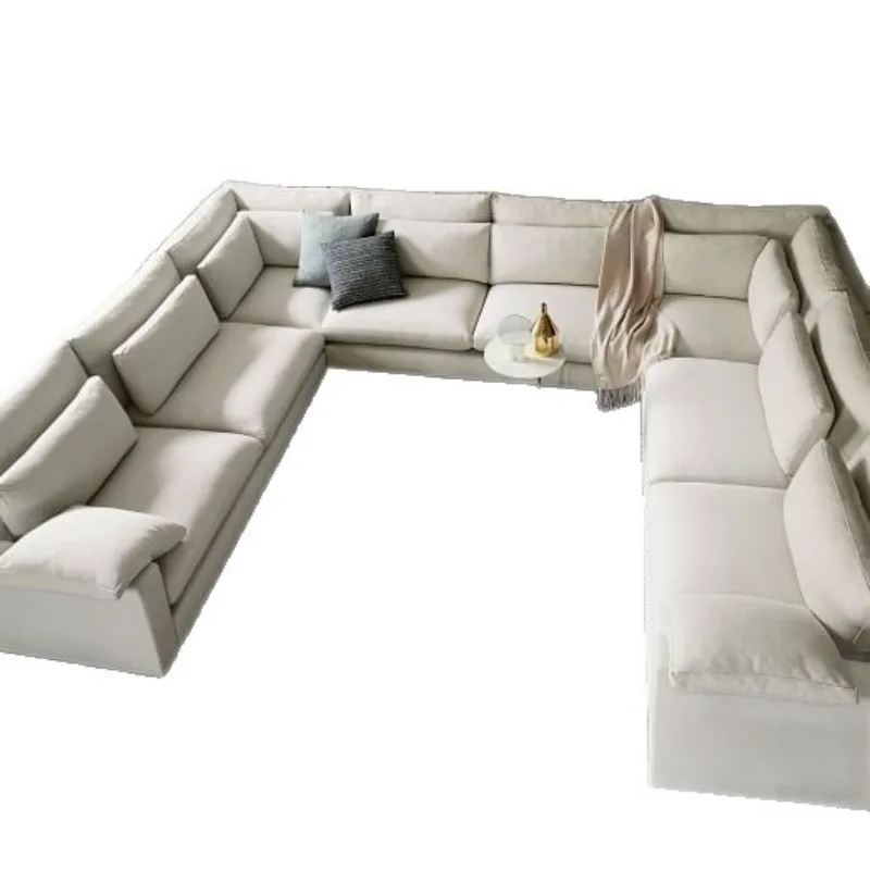 

Large and small apartment living room Nordic modern simple tofu block villa U-shaped fabric sofa