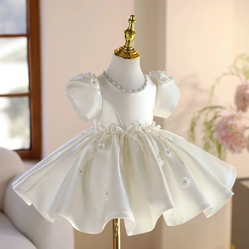 

Korean-style Children's Formal Dress2025New Little Girl White Birthday Princess Dress Elegant Piano Show Performance Costume