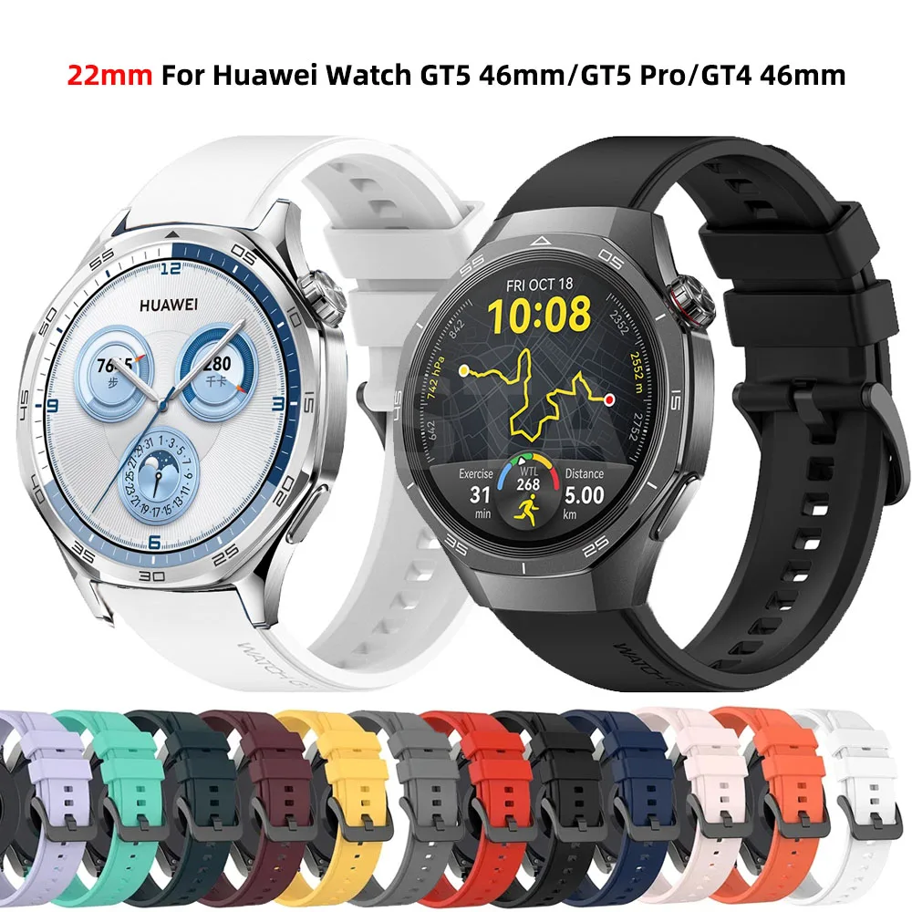 Silikonowy pasek 22 mm do zegarka Huawei Watch GT 5 46 mm Miękki sportowy pasek do zegarka GT3 pro GT 4 GT5 46 mm/Wtch GT5 pro