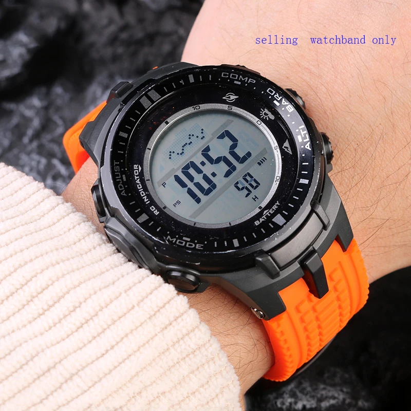 Men's watch strap is suitable for Casio PROTREK PRW-3000 3100 6000 6100Y series waterproof silicone watch strap accessories