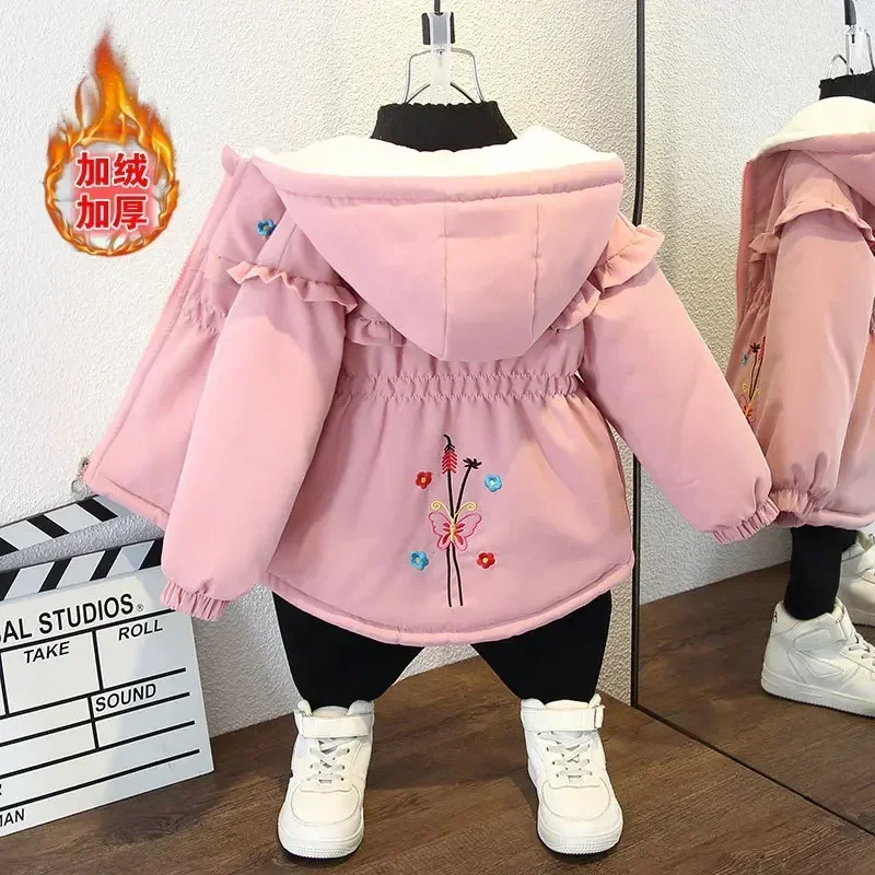 1-8 Years Baby Girls Coat Fur Collar Hooded Kids Jacket Parkas Girl Autumn Winter Thick Warm Children Windbreaker Girl Outerwear