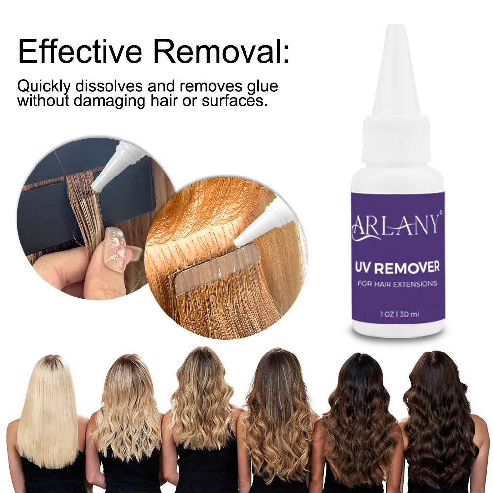 ARLANY UV Light Extension Tool Kit 30g UV Hair Glue with 30ml Glue Remover Replacement Accessories for UV Hair Set Invisible