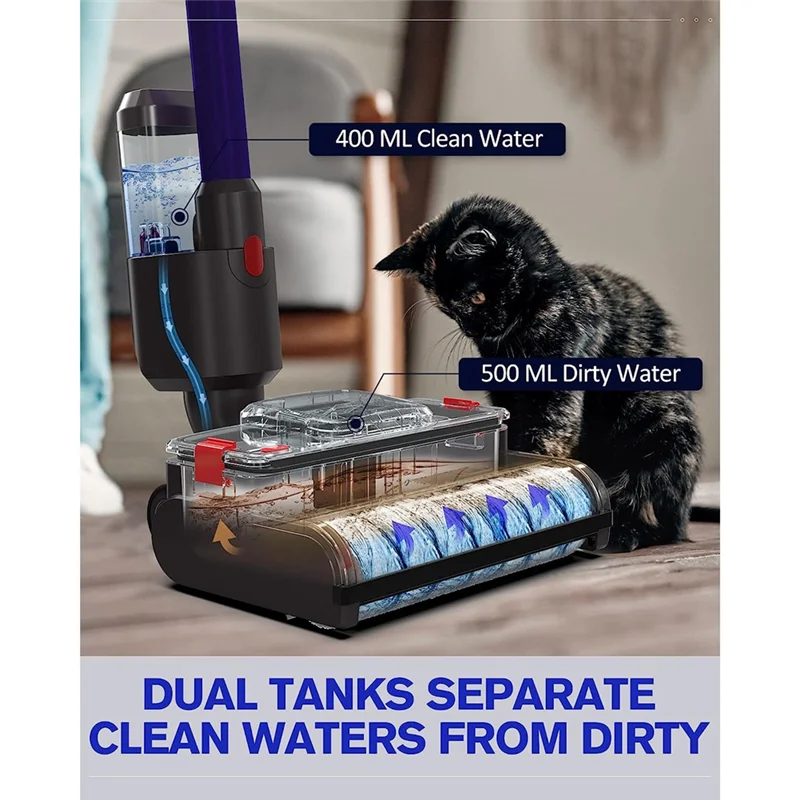 ร้อนไฟฟ้าเปียกแห้งMopping HeadสําหรับDyson V15 V8 V7 V10 V11 เครื่องดูดฝุ่น,อัตโนมัติทําความสะอาดแปรงลูกกลิ้งสําหรับพื้นแข็ง