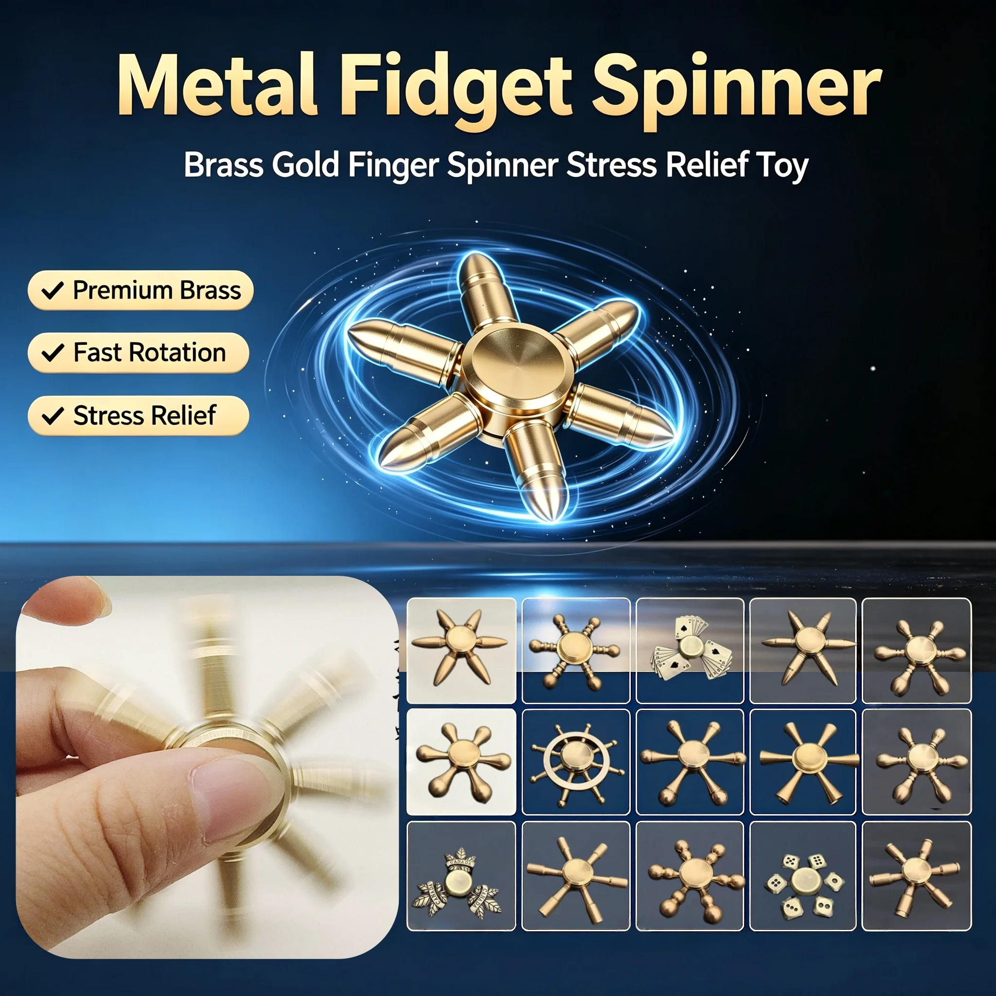  Pure Copper Fidget Spinner Detachable Design Metal Hand Spinner Stainless Steel Bearings Adult Antistress Fidget Toys