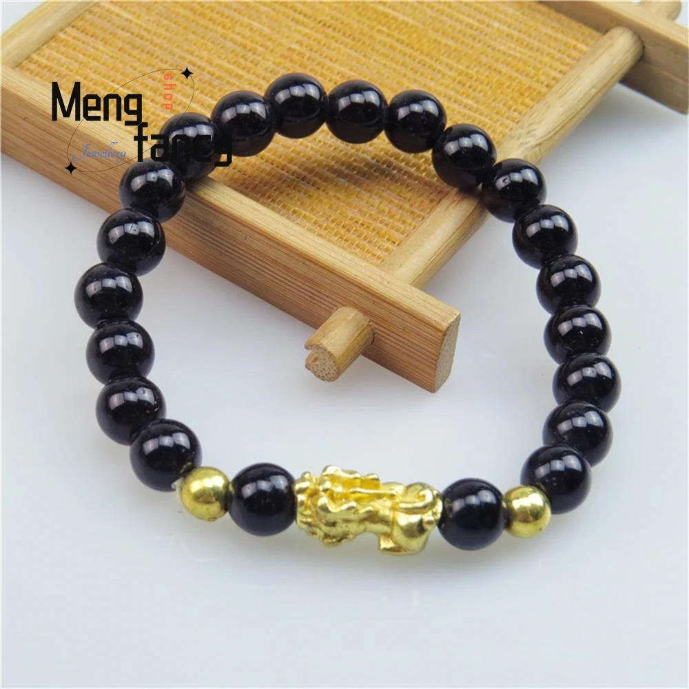 Natural Black Obsidian Sand Gold Fortune Pixiu Bracelet Exquisite Couple Fashion Jewelry Best Selling Handicraft Holiday Gift