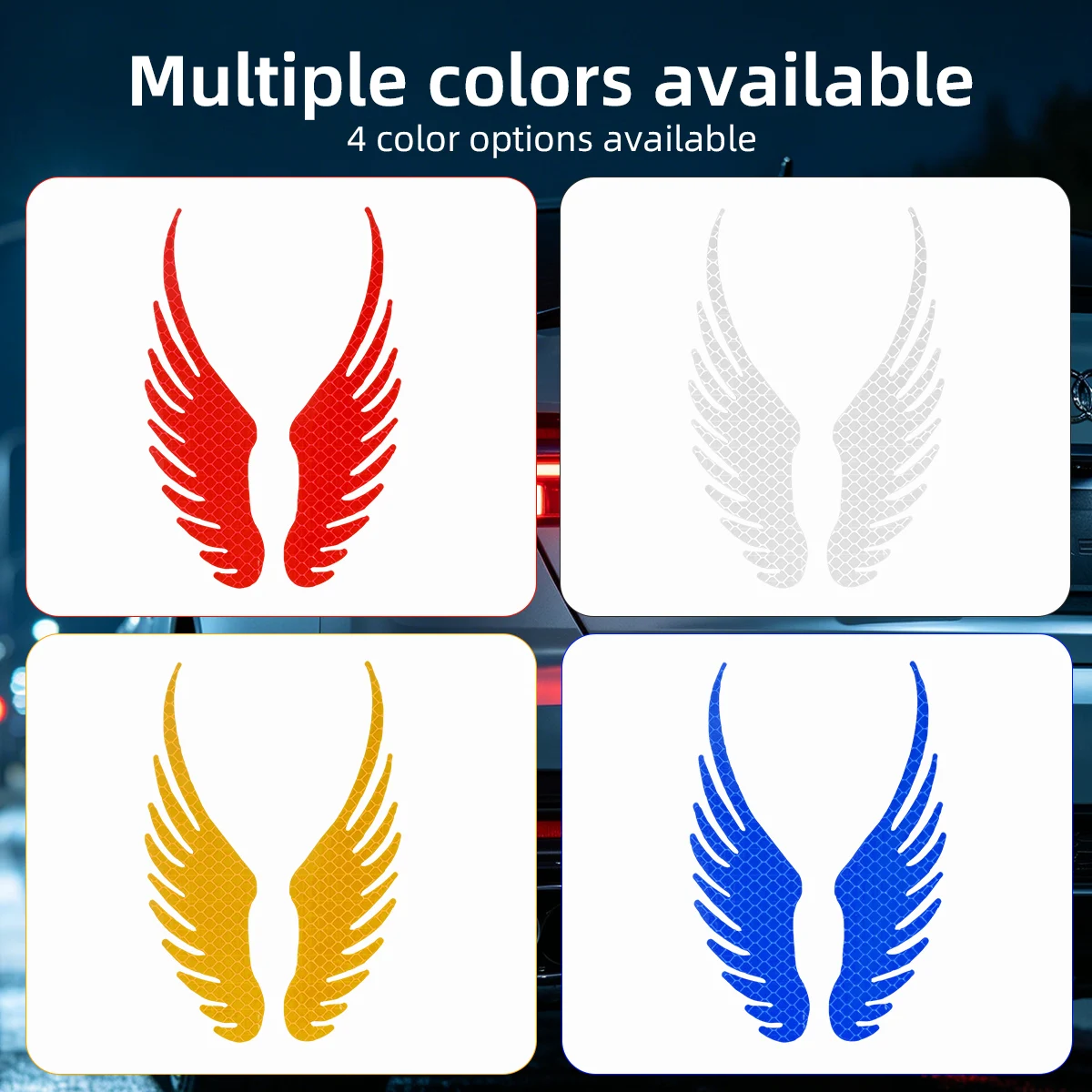 Creative Angel Wings Car Reflective Sticker Safety Warning Sign Waterproof for DIY Motorbike Fuel Tank Scooter Body Decal Kits view 3