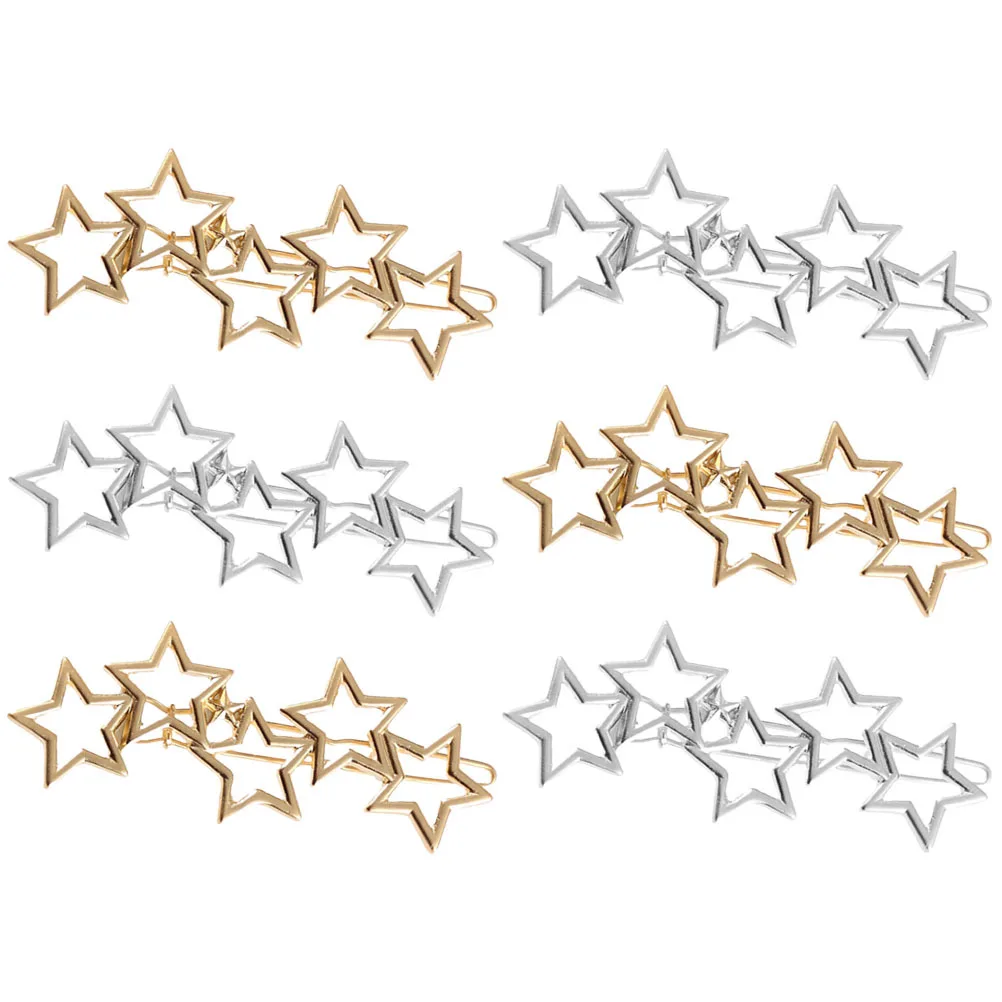 

6pcs Star Clips Alloy Decorative Cluster Pins For Thick Long Hair Styling Women Accessories Wedding Party Hair Jewelry