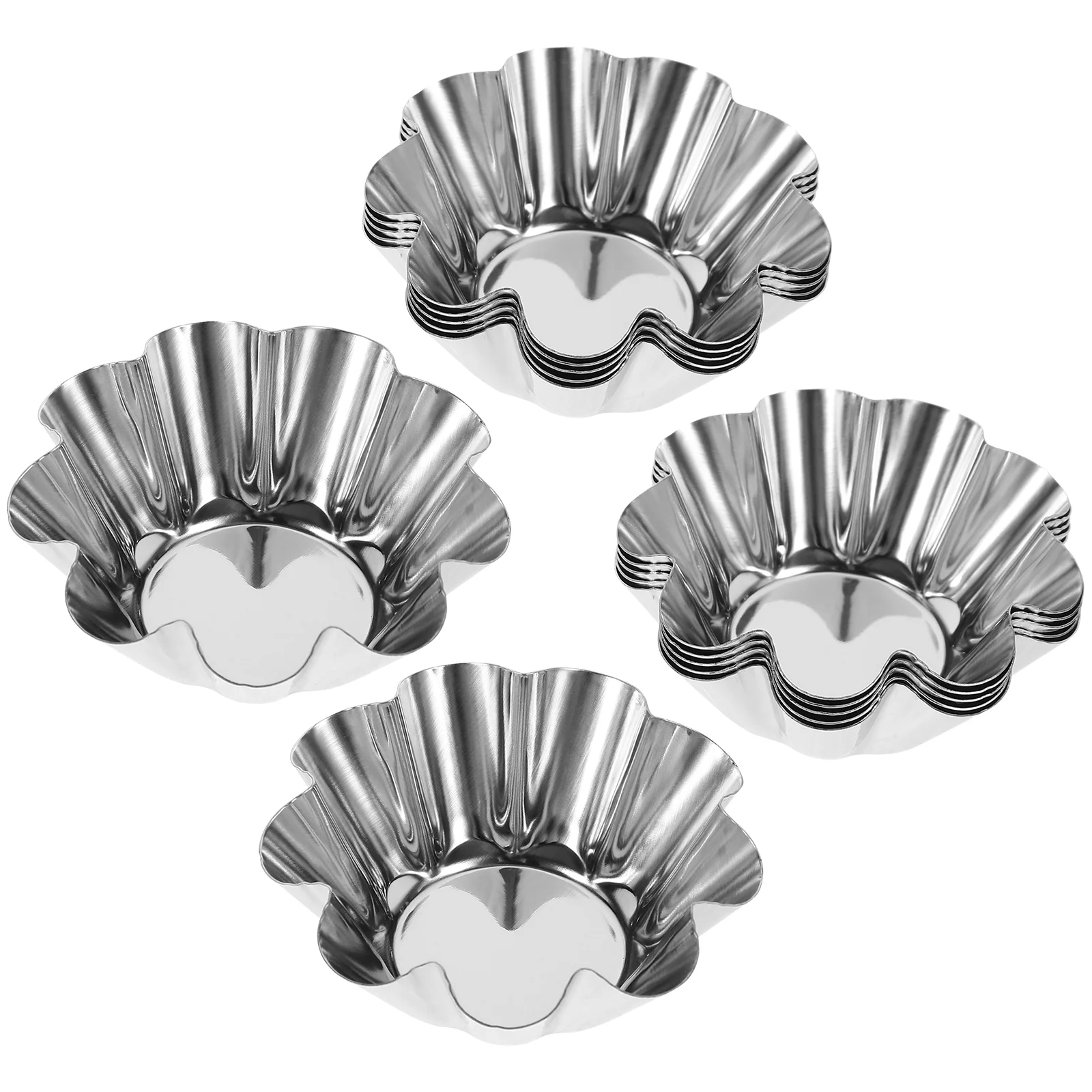 12 Pcs Flower Tart Pans Non-stick Pastry Corn Cake Stainless Steel Mold Mini Paper Cups