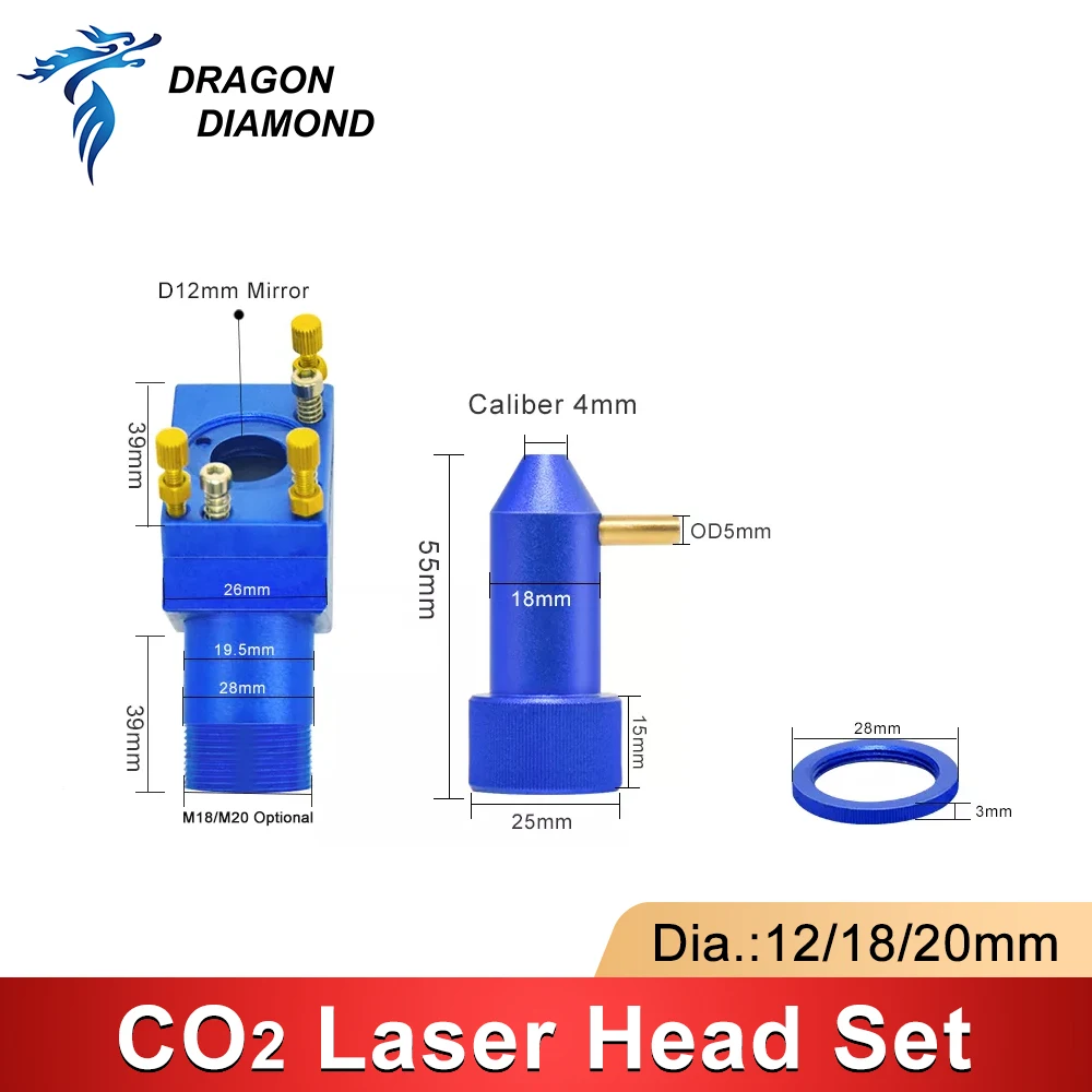 

K Series CO2 Laser Head Set With USA CVD Znse Lens +Mirrors for 2030 4060 K40 Laser Engraving Cutting Machine