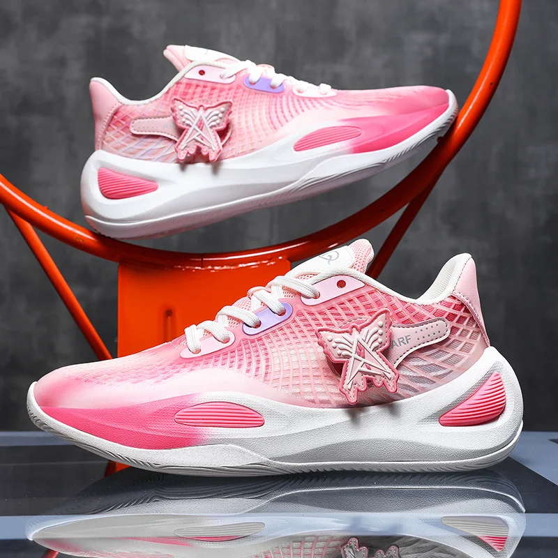 

High Quality Pink Basketball Sneaker Women Low Top Platform Unisex Training Shoes Man Non-slip Match Sports Shoes for Basketball
