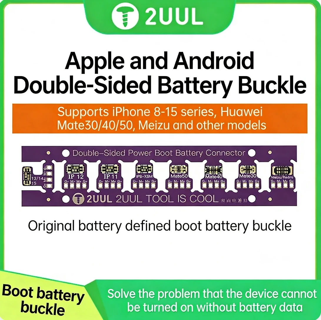 

2UUL BT02 Разъем для подключения аккумулятора с питанием от батареи для IP8-15 Android, требует пайки, двусторонняя защелка, плата активации аккумулятора