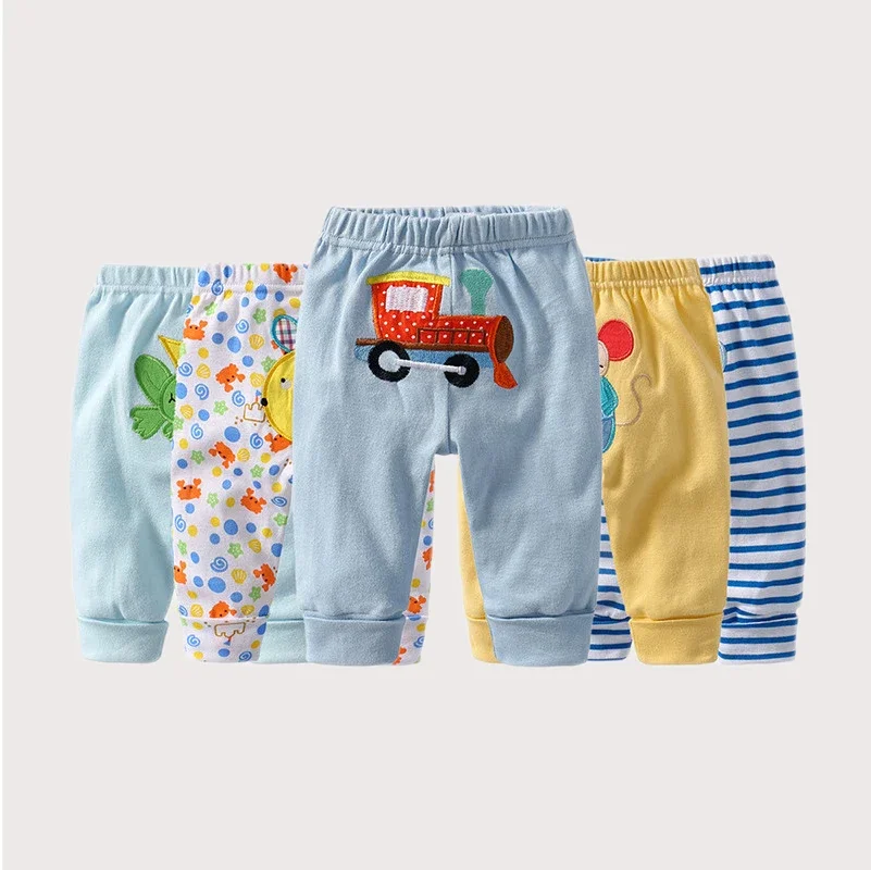 Newborn Baby Pants 5 Pcs / Lot 3-36 Monthes 100% Cotton Colorful Carton Embroidered Girls Boys Children's Clothes