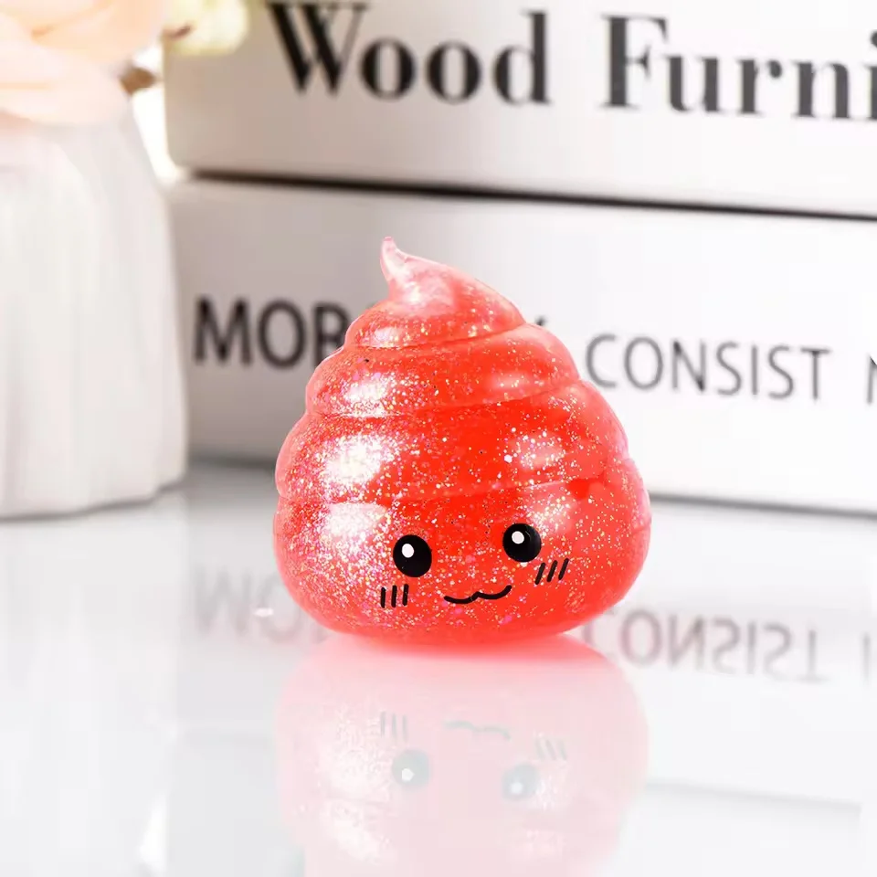 Novelty Squishy Poo Stress Ball Squishies Toys Glitter Funny Stretch Squeeze Fidget Toys for Adults Fool's Day Prank Gift