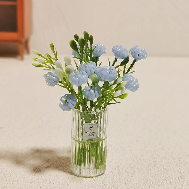1:12 Schaal Dollhouse Plant Ingemaakte Miniatuur Groen Bonsai Faux Bloemenmand Pop Accessoires Micro Landschap Landschap Model