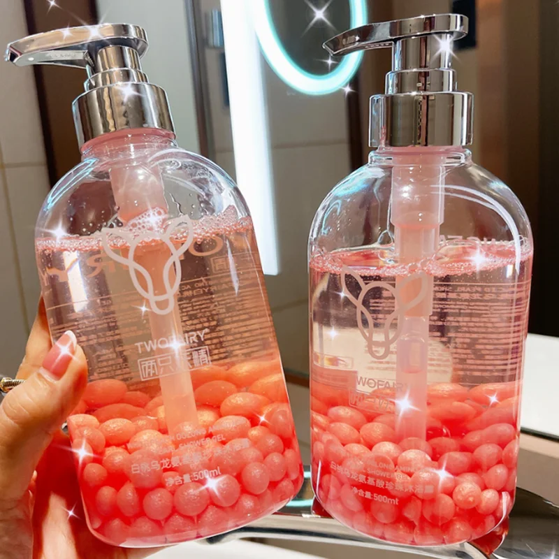 Long Lasting White Peach Oolong Amino Acid Pearl Shower Gel Refreshing Whitening Moisturizing Bleaching Body Lotion Women 500ML