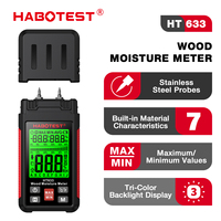 HABOTEST HT633 Professional Digital Wood Moisture Meter 0-57% Timber Hygrometer Portable LCD Display Damp Detector Tool
