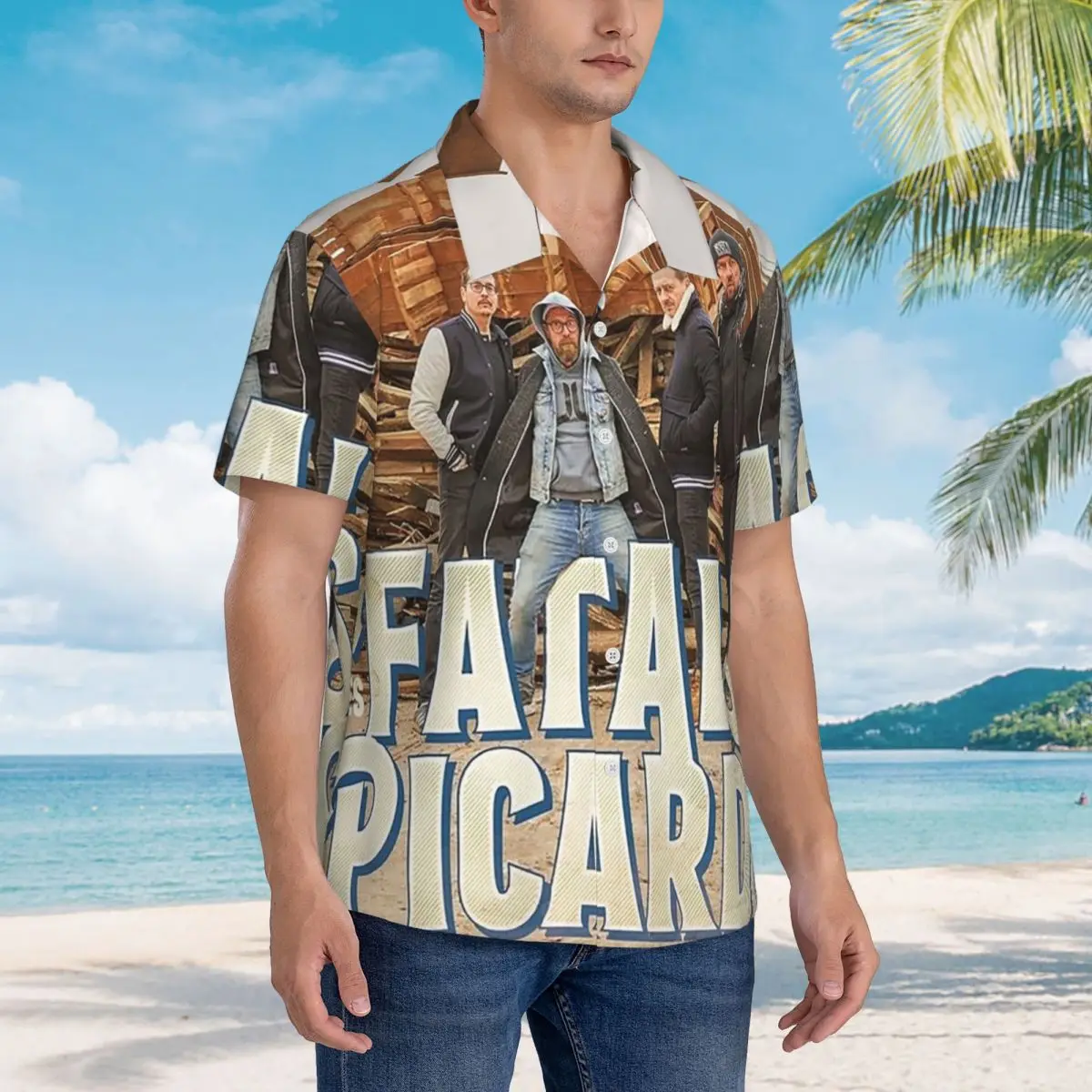 Les Fatals Picards Especes Menacees Album 2019, гавайские рубашки, модные мужские рубашки с короткими рукавами для лета и пляжа, мужские рубашки на пуговицах