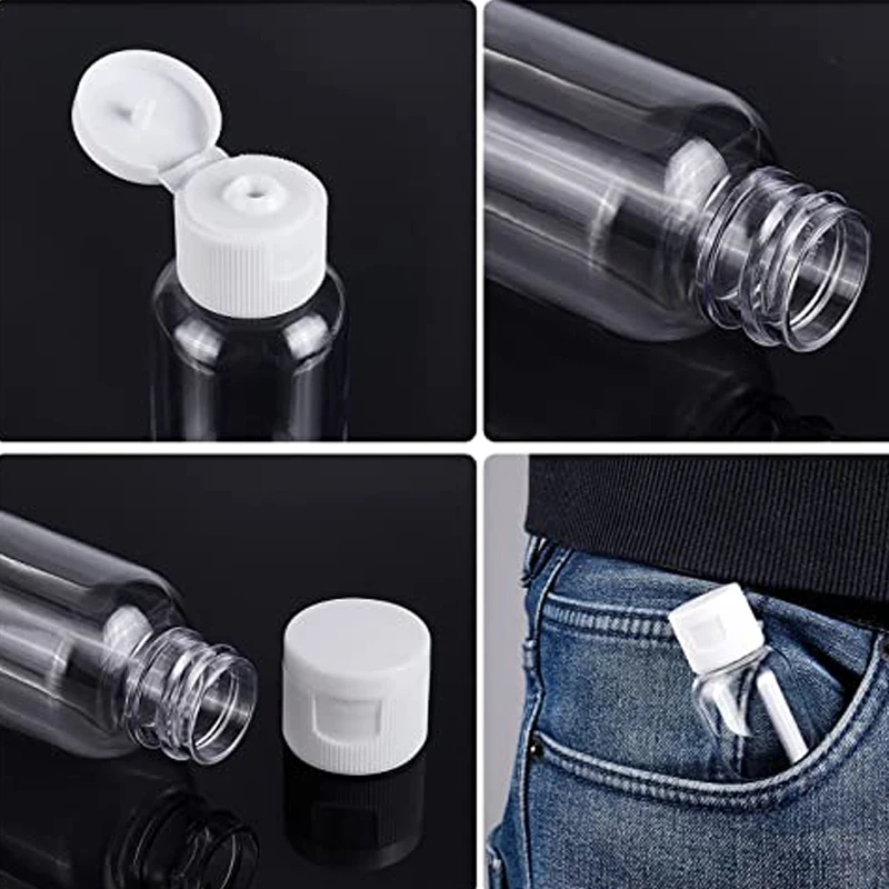 30PCS 5/10/20/30/50/100ml Leere Klare Kunststoff Probe Flaschen mit Flip Cap Mini Lotion Flasche Tragbare Reise Kosmetik Container