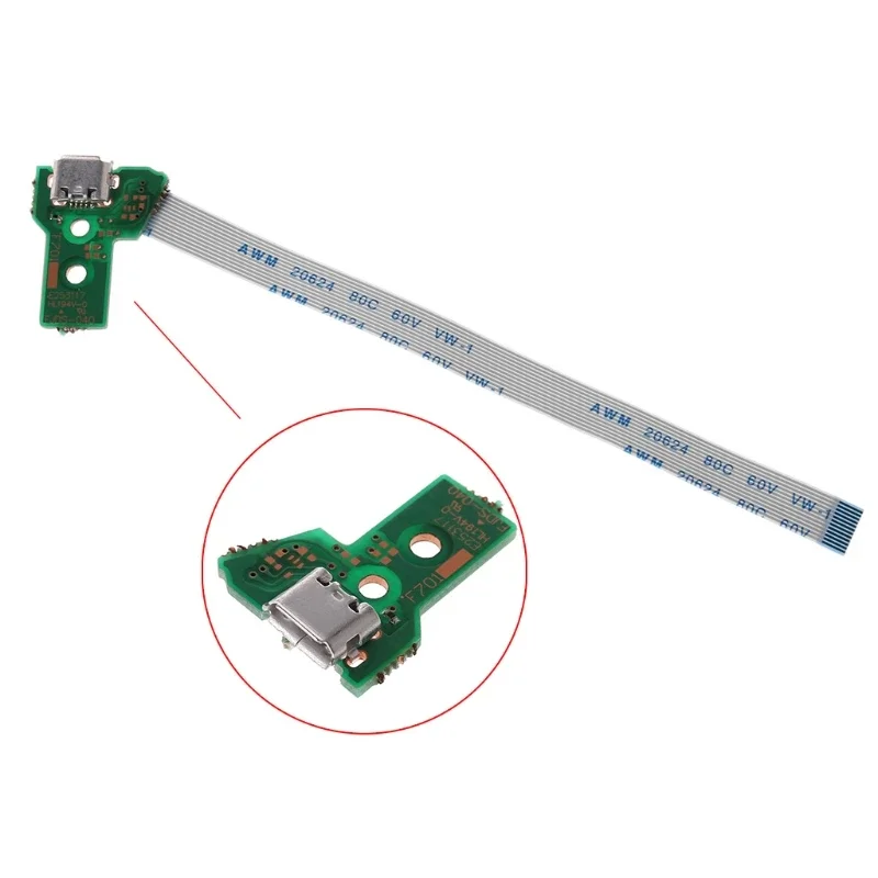 JDS-030 USB Charging Port Socket Board 12 pin Ribbon Cable with Board for PS4 4 Controller