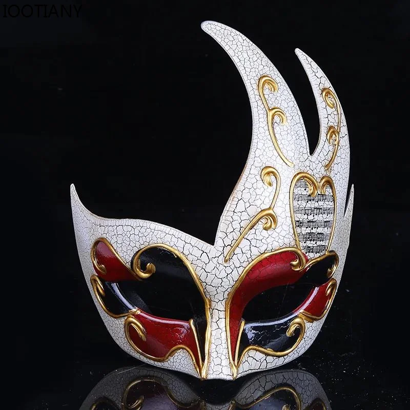 British Royal Retro Masquerade Mask Unisex Flame Shaped Crack Mask Venice Party Half Face Mask Carnival Stage Showing Decoration