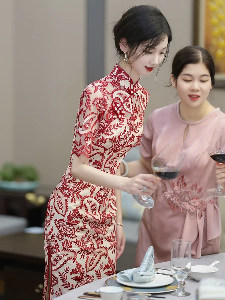 

Ele Chinese Sle Wedding Dr ort Sve mid Waist Embroidery Focus Bride Gown for Engagement And Wedding