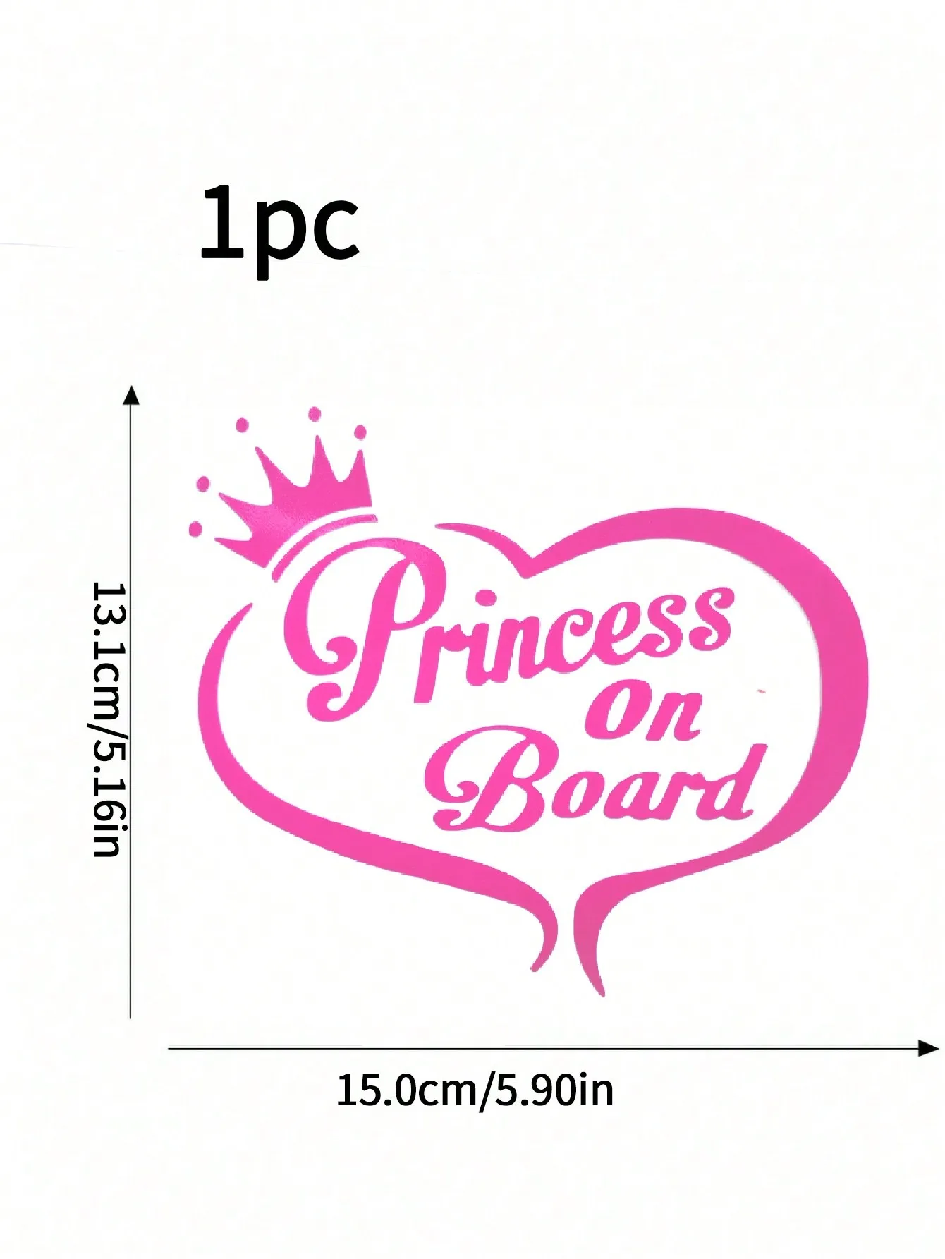 Princess On Board Car Sticker Pink Heart Crown Vinyl Decal Baby Girl Warning Window Bumper Sticker Auto Safety Decor