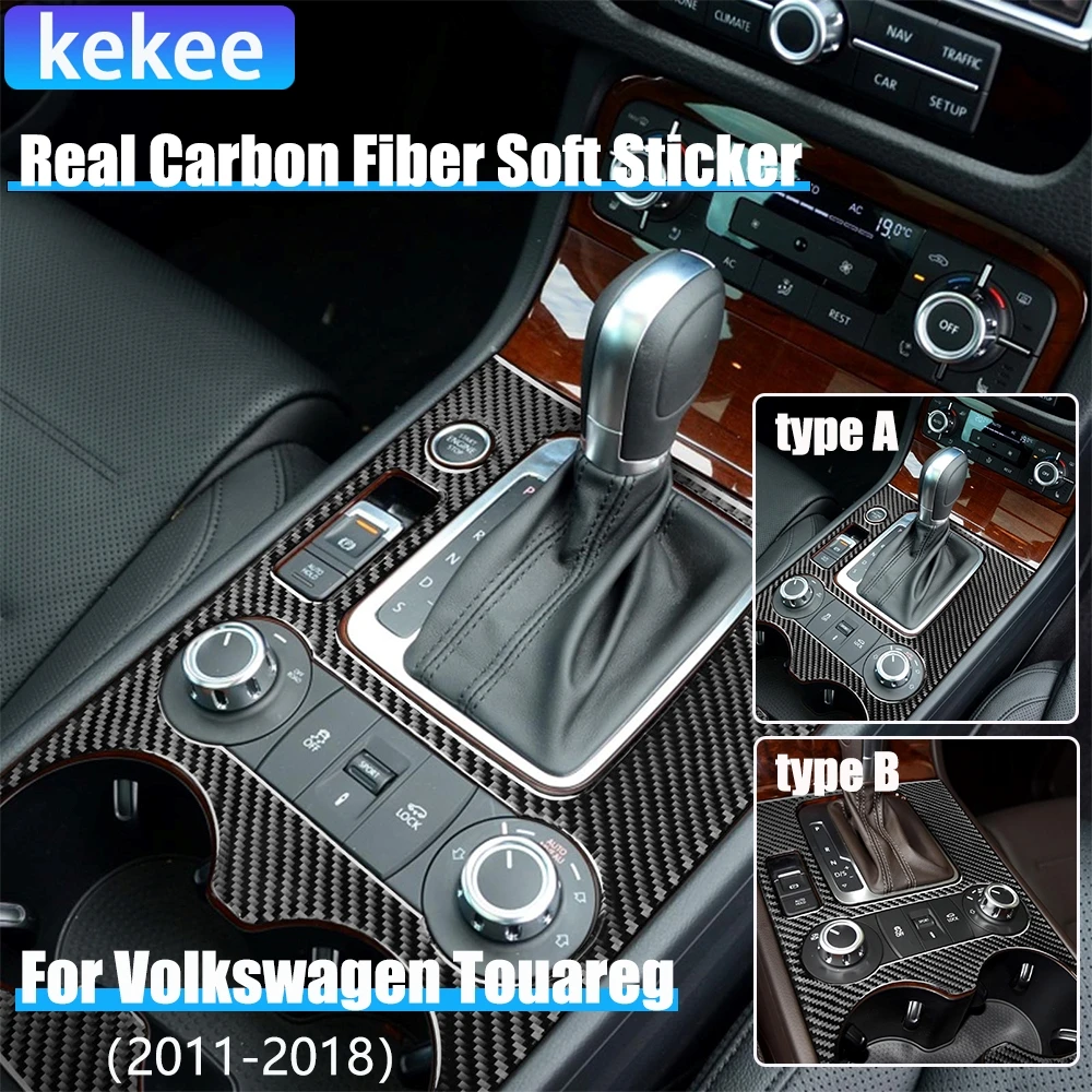 

Real Carbon Fiber Car Accessories Gear Shift Trim Cover Sticker For VW Touareg 7P MK2 2011 2012 2013 2014 2015 2016 2017 2018