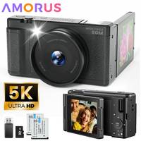 80MP Digital Camera 2.8 Inch IPS 270° Flip Screen Digital Camera 18X Digital Zoom 5K HD Video Recorder Dual-Lens Selfie Camera