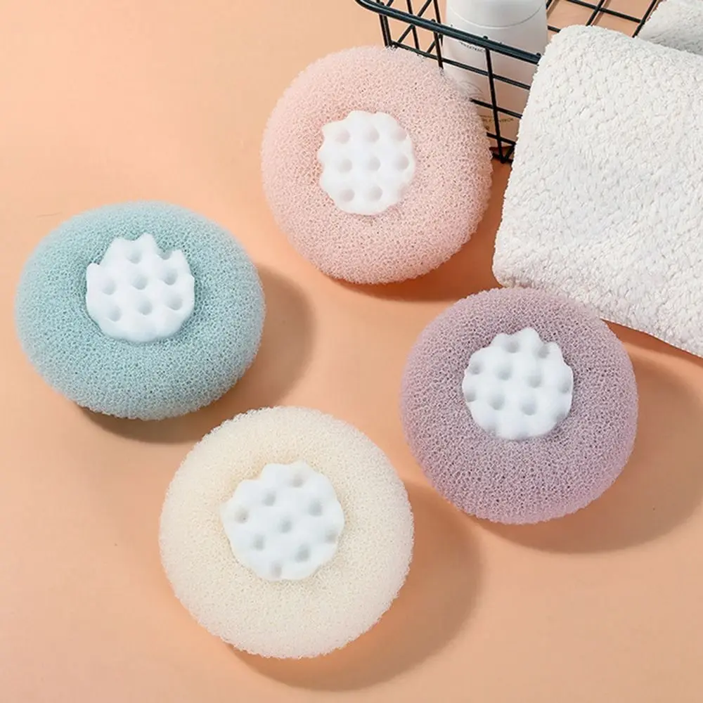 

4Pcs Super Soft Suction Cup Bath Ball Round Shape Mesh Sunflower Shower Scrubber Easy Grip Rich Bubble Body Exfoliating Sponge