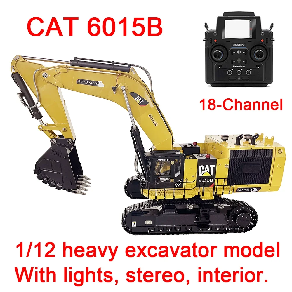 NEW 1/12 RC Heavy Duty Hydraulic Excavator Model 6015B Full Metal RC Excavator Model with 18 cannels remote control Toy