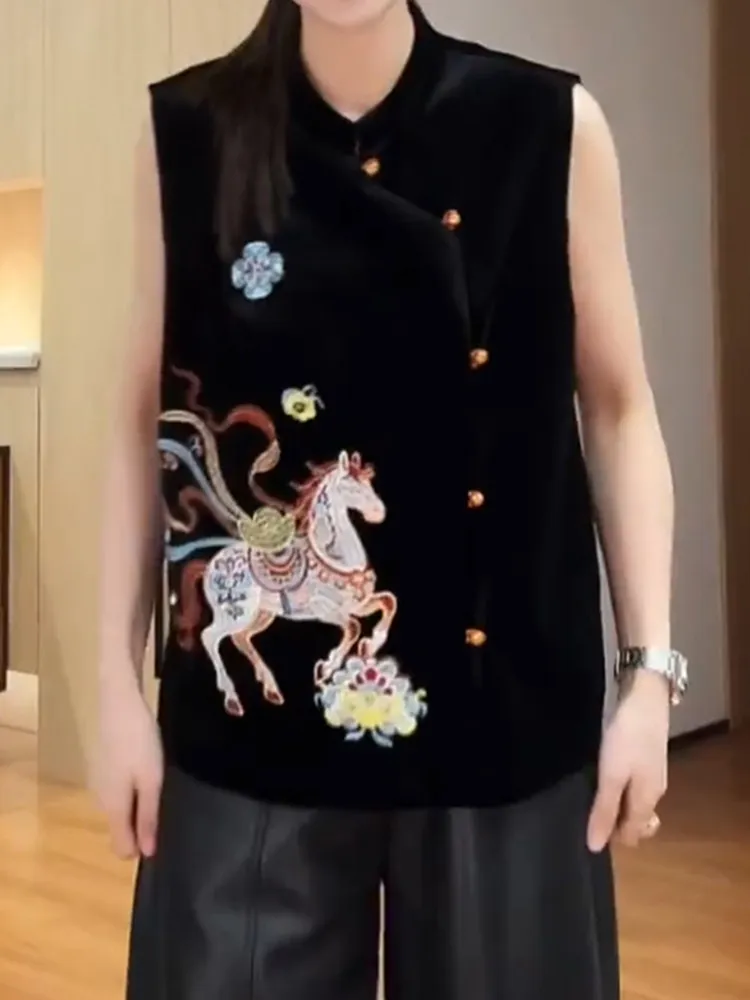 New Winter Chinese Sle Embroidered Jaet Women's Design Slimming Stand Collar Top Trendy Outerwear Comfortable Fit