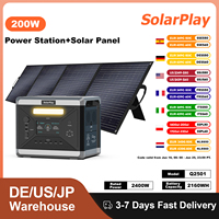 SOLARPLAY 2400W Powerstation Q2501 Energy Storage Foldable 200W Solar Panels Complete House Kit Photovoltaic System Outdoor Home