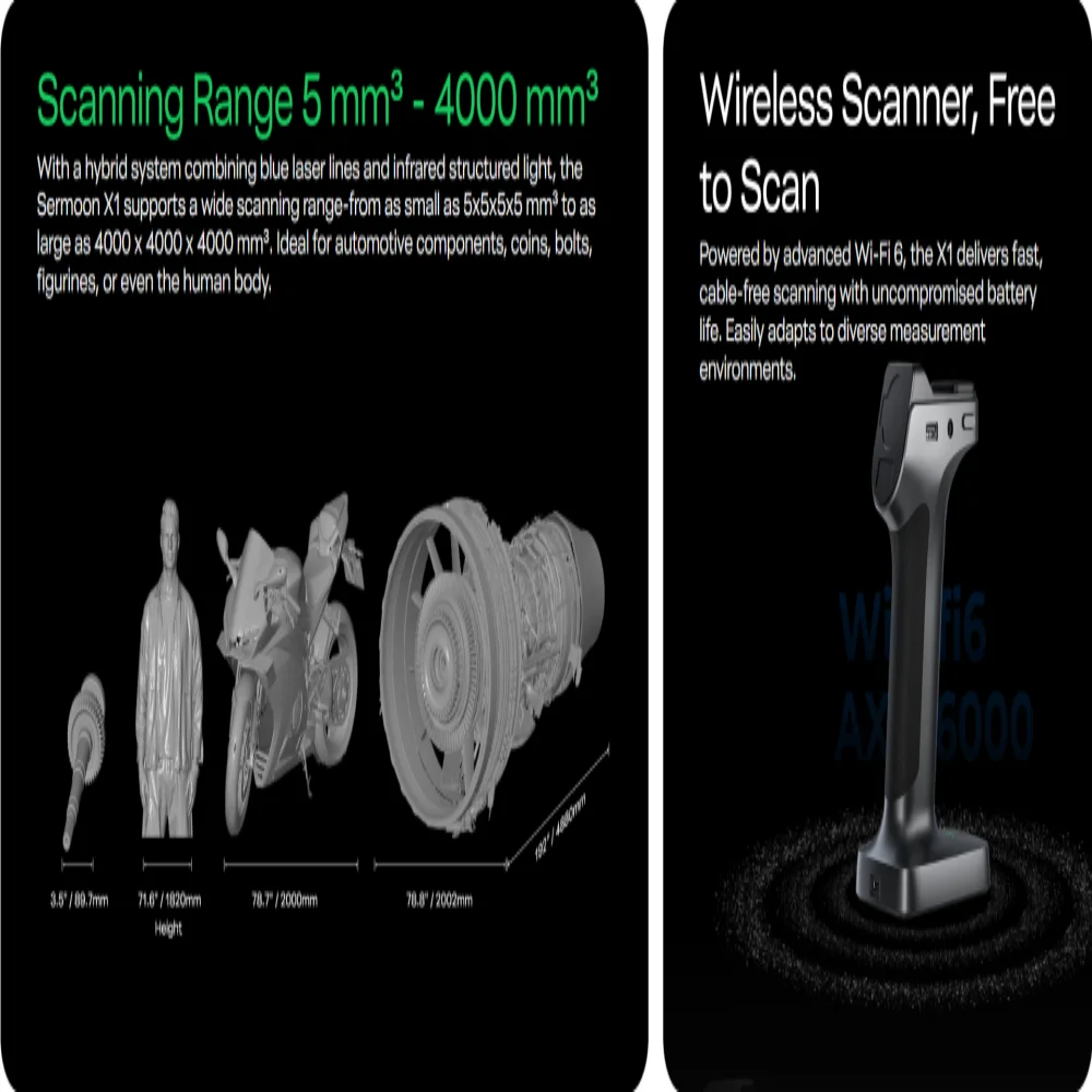 Creality Sermoon X1 Industrial 3D Scanner High Precision Hybrid Laser And NIR Structured Light With Photogrammetry
