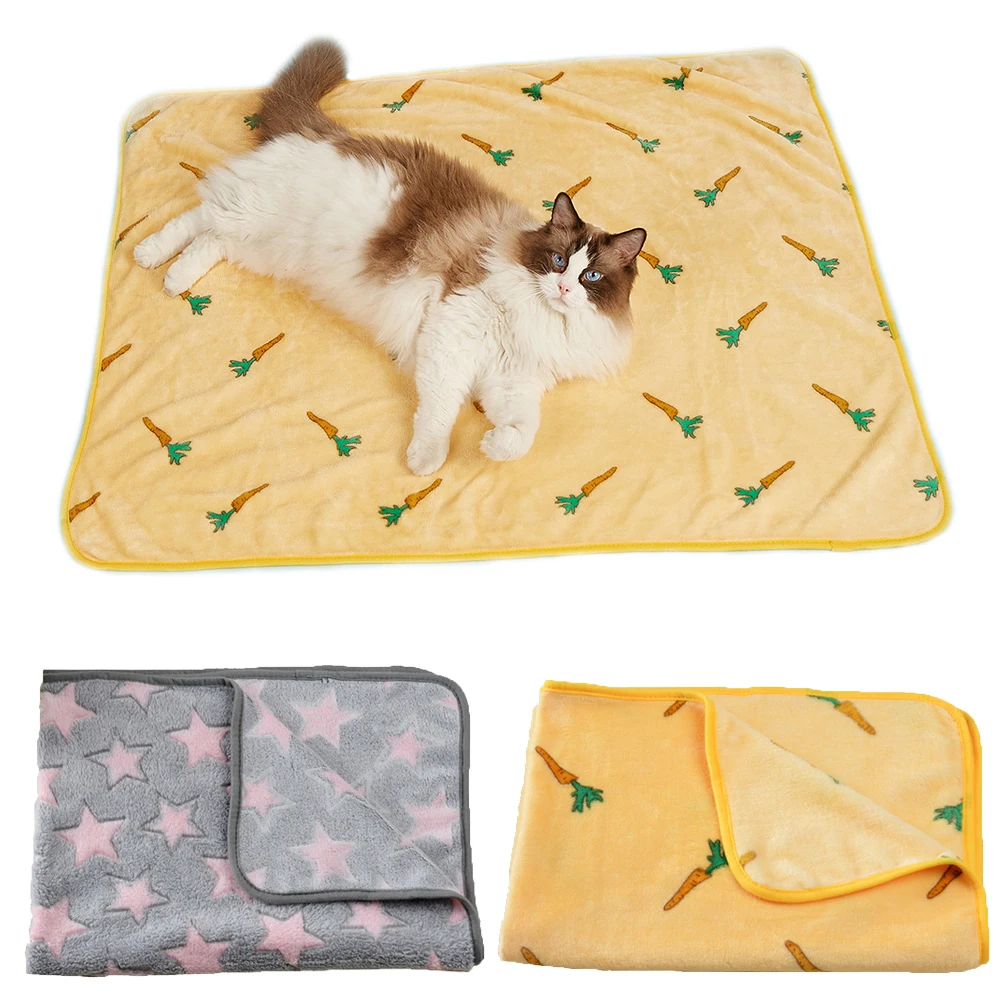 Soft Cat Sleeping Blanket Cute Star Print Bed Mat For Small Large Dogs Cats Autumn Winter Puppy Kitten Pad Cushion Pet Product