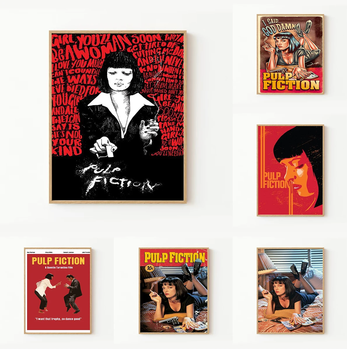 Home Decorations Pulp Fiction Classic Movie poster Custom Decorative Canvas Posters Paintings on the Wall Paintings for Bedroom