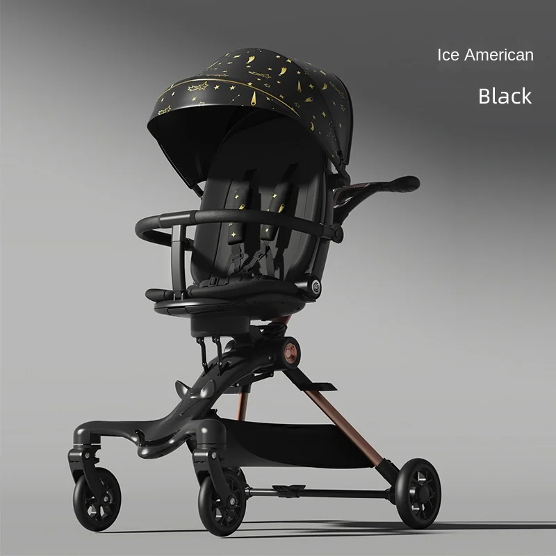 Sitting and Lying High Landscape Lightweight Baby Stroller Easy To Carry Sunscreen Breathable Two-way Baby 4-wheeled Stroller