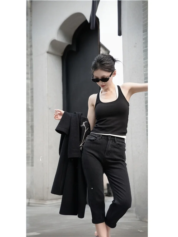 

Новая китайская майка-топ с нагрудными вставками, цельный дизайн, женская базовая майка, облегающий крой, оригинальный дизайн